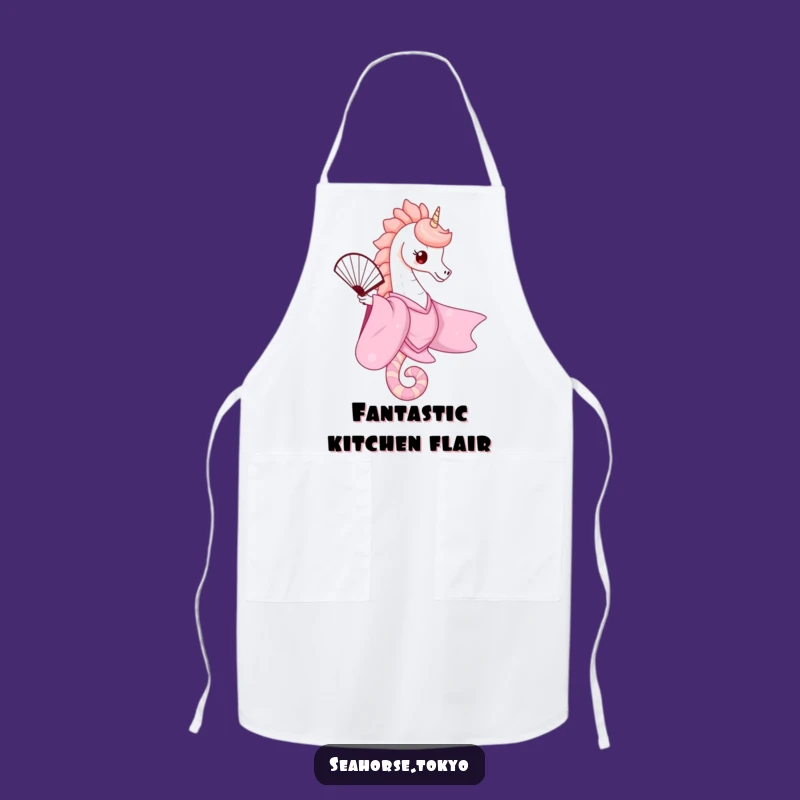 Charming Seahorse Kimono Apron - Cute Kitchen Wear for Elegant Cooks