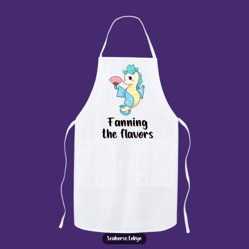 Funny Blue Kimono Seahorse Apron: Cook with Playful Cheer