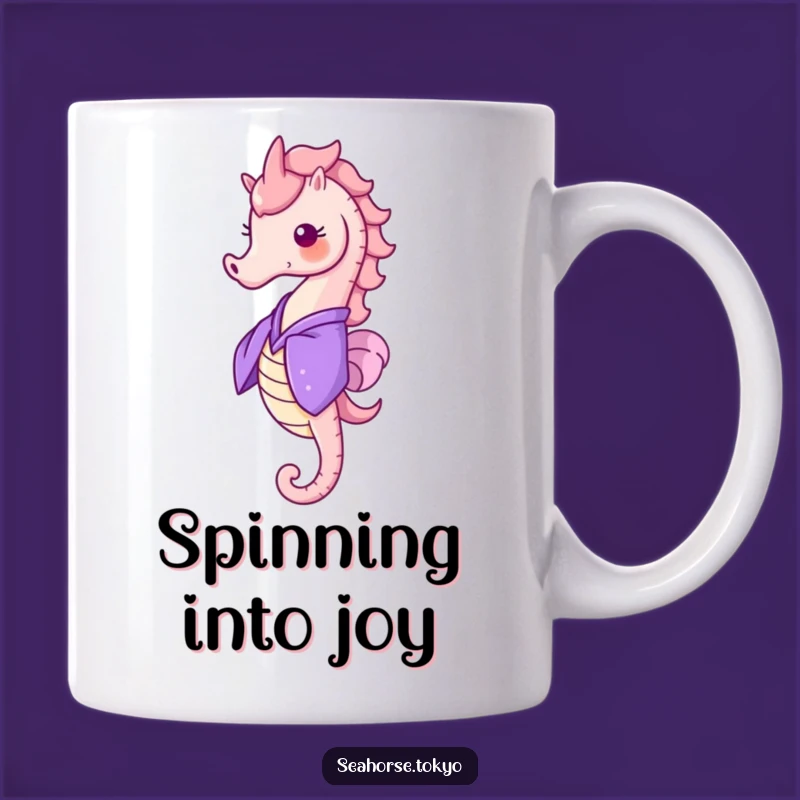 Funny Cheerful Seahorse Kimono Mug, a Fun Gift Spinning with Joy