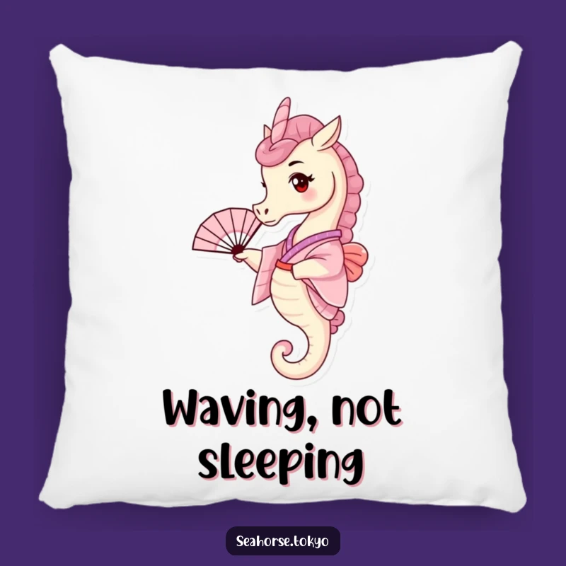 Funny Seahorse Kimono Pillow, a Cozy Gift Waving Tiny Fan Comfort