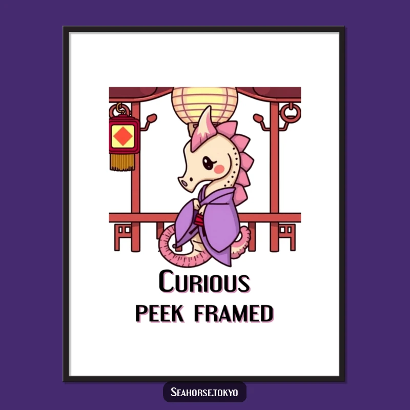 Funny Purple Kimono Seahorse Print: Instant Mysterious Art