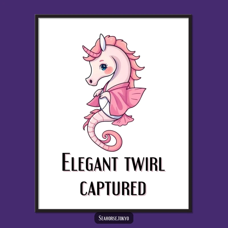 Funny Pink Kimono Seahorse Print: Instant Aquatic Art