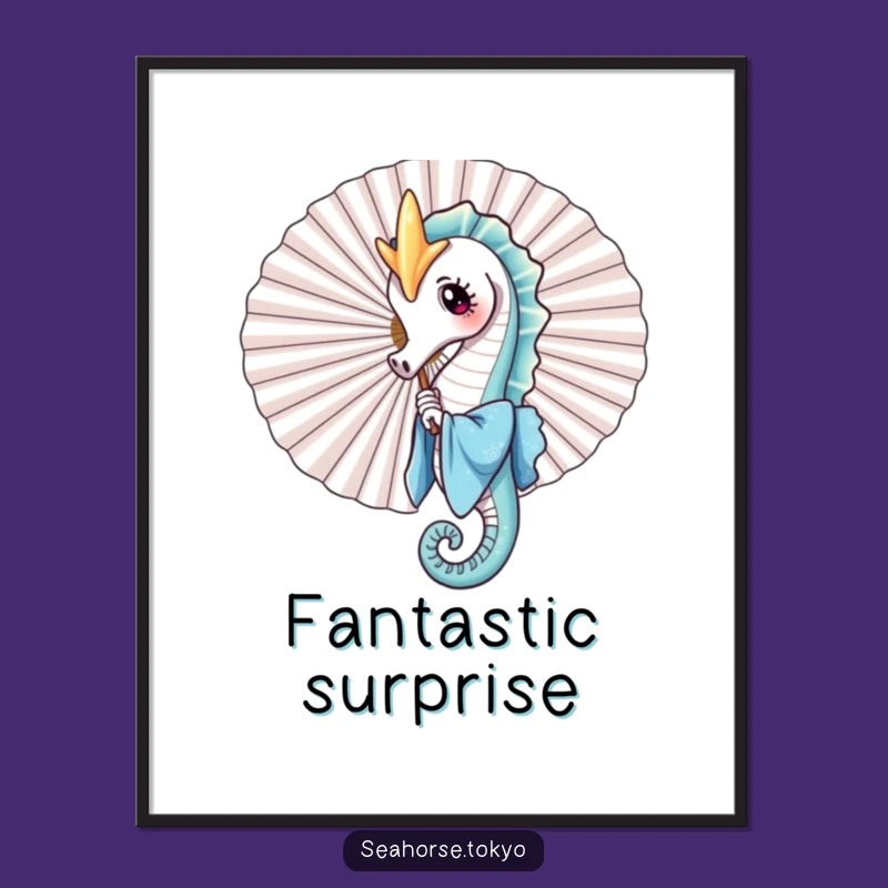 Funny Seahorse Fan Digital Art - Playful Printable for Quirky Home Decor