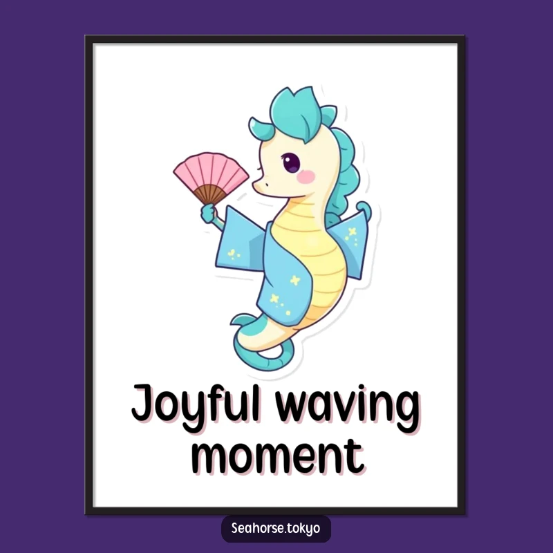 Funny Blue Kimono Seahorse Print: Instant Joyful Art