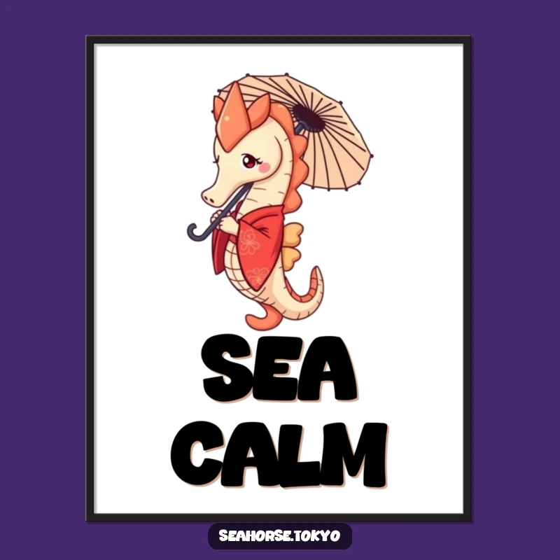 Funny Seahorse Kimono Digital Art: Determined Decor for Instant Wall Charm