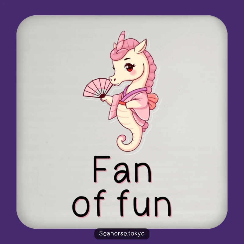 Funny Seahorse Kimono Coaster, a Bar Accessory Waving Tiny Fan Style
