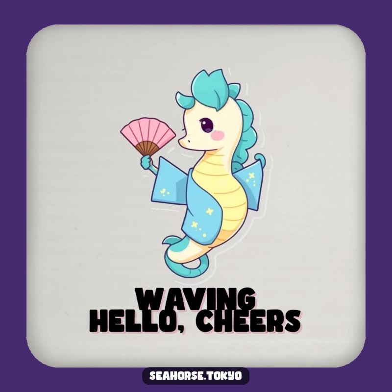 Funny Blue Kimono Seahorse Coasters: Protect Surfaces Playfully