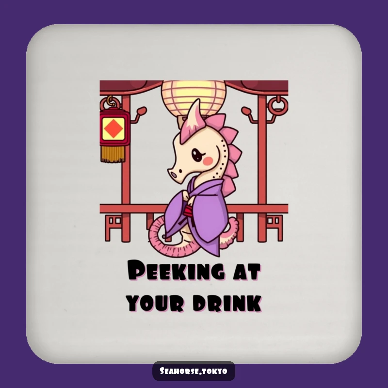 Funny Purple Kimono Seahorse Coasters: Protect Surfaces with Intrigue