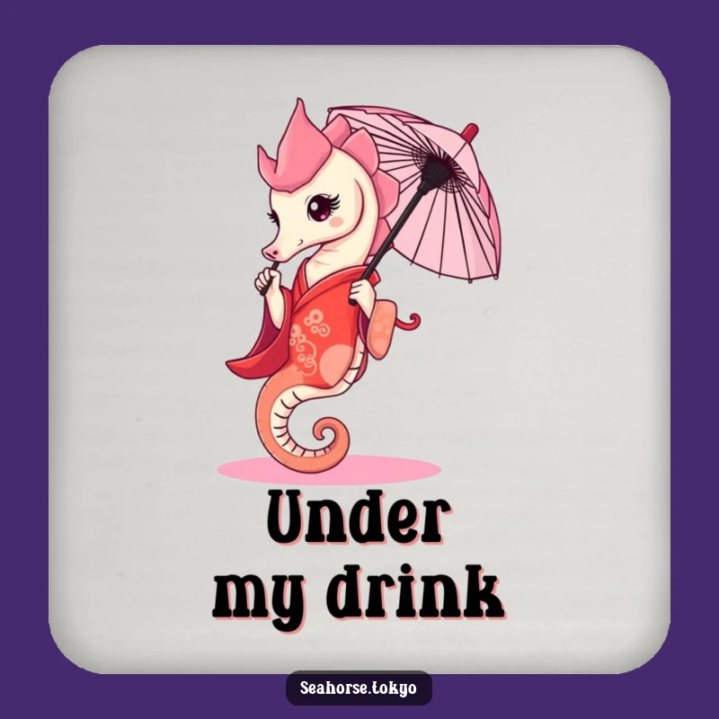 Funny Seahorse Kimono Coaster, an Elegant Bar Accessory Holding Umbrella