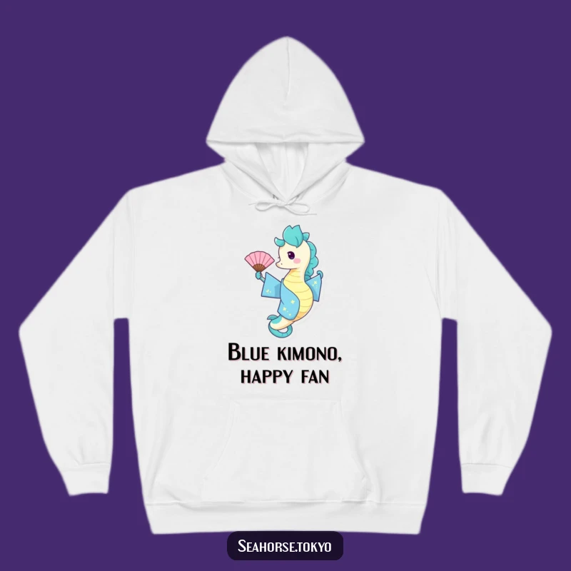 Cozy Funny Blue Kimono Seahorse Hoodie: Warmth with Aquatic Joy