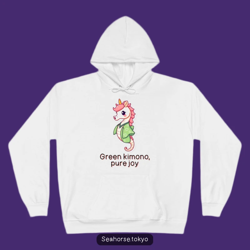 Cozy Funny Green Kimono Seahorse Hoodie: Warmth with Aquatic Merriment