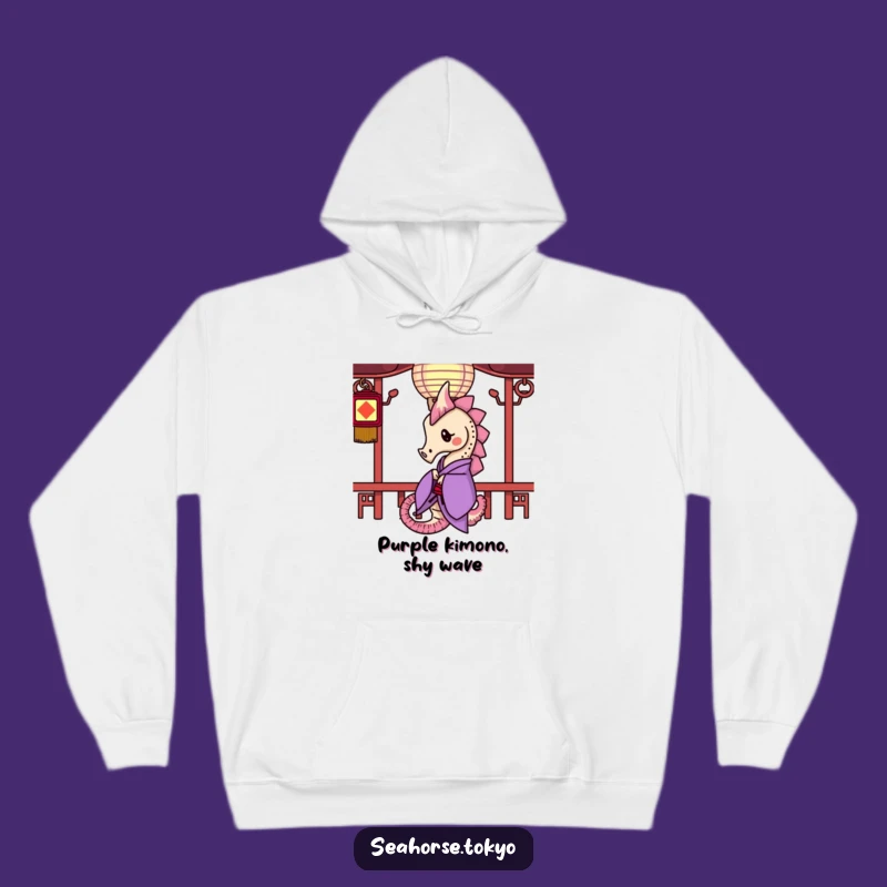 Cozy Funny Purple Kimono Seahorse Hoodie: Warmth with Undersea Intrigue