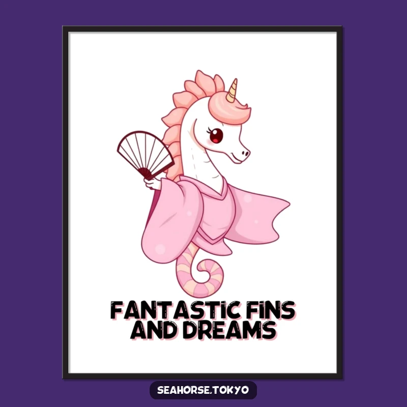 Elegant Seahorse Wall Art: Free Printable Pink Kimono Downloadable Decor