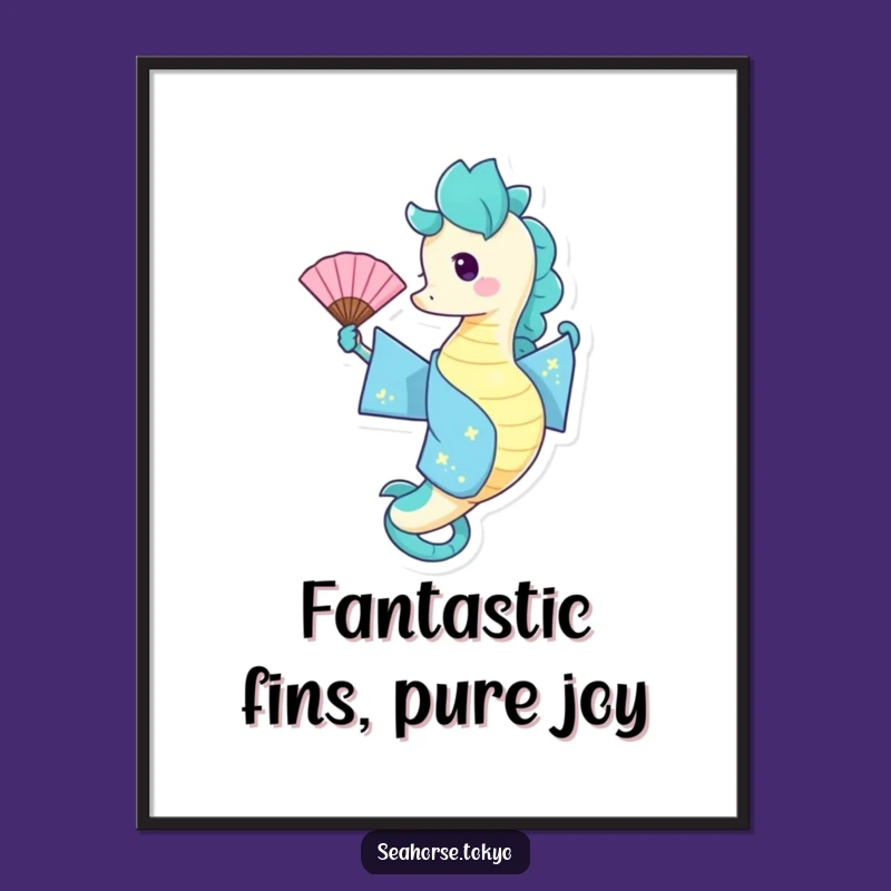 Free Printable Wall Art: Joyful Seahorse Fan Dancer for Playful Coastal Decor