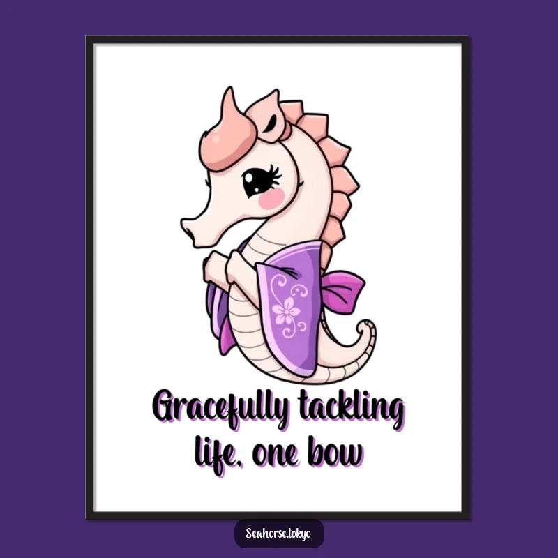 Funny Free Printable Seahorse Wall Art: Elegant Kimono Bow Downloadable Decor