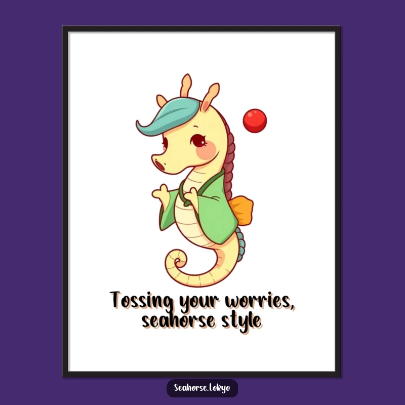 Funny Free Printable Seahorse Wall Art: Joyful Kimono Toss Downloadable Decor Gift