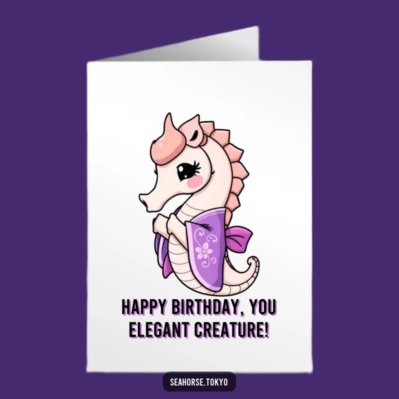 Free Printable Seahorse Birthday Card: Elegant Kimono Bow Hilarious Downloadable Greeting
