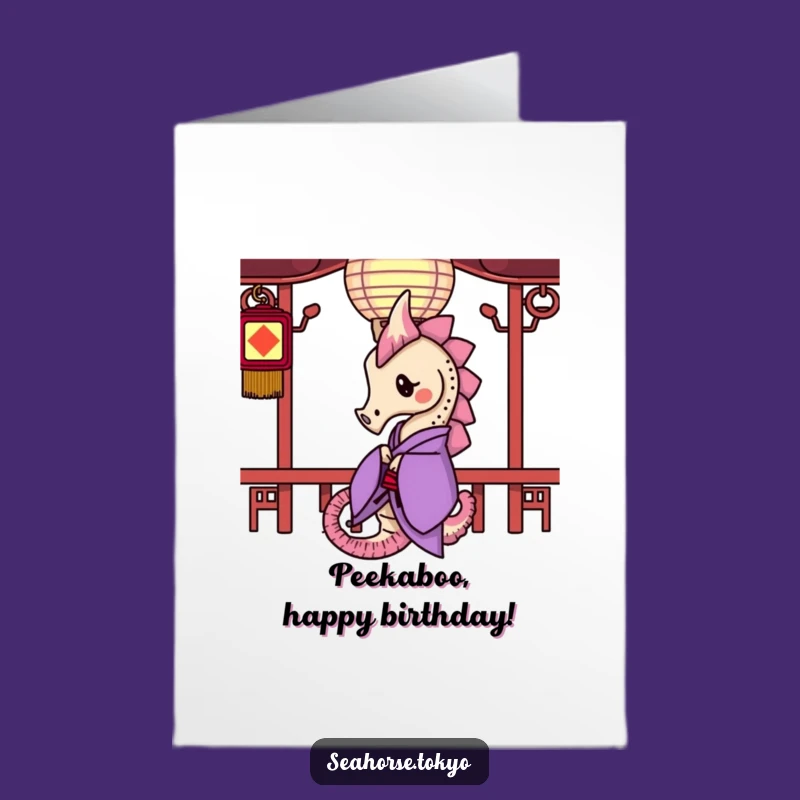 Free Printable Birthday Card: Curious Seahorse Peek-a-Boo for a Special Surprise