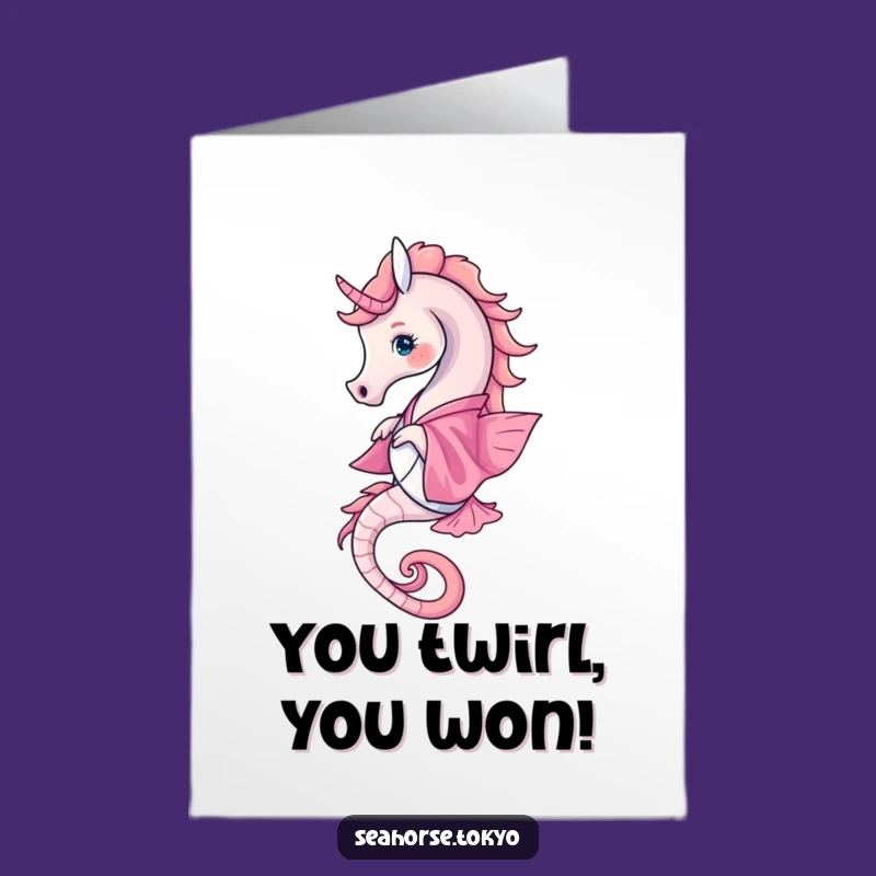 Free Printable Congratulations Card: Dancing Seahorse for Your Triumphant Moment