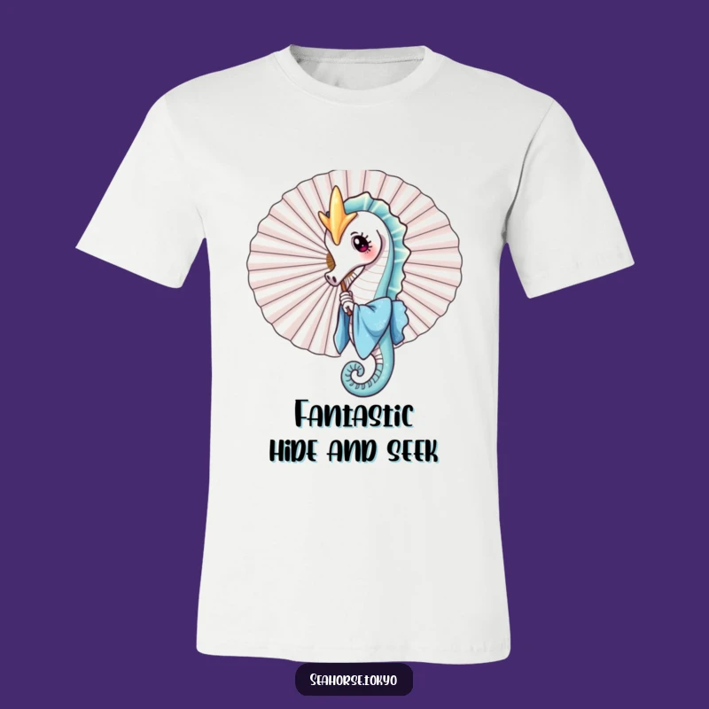 Funny Seahorse Fan T-Shirt - Playful Peek-a-Boo Marine Tee