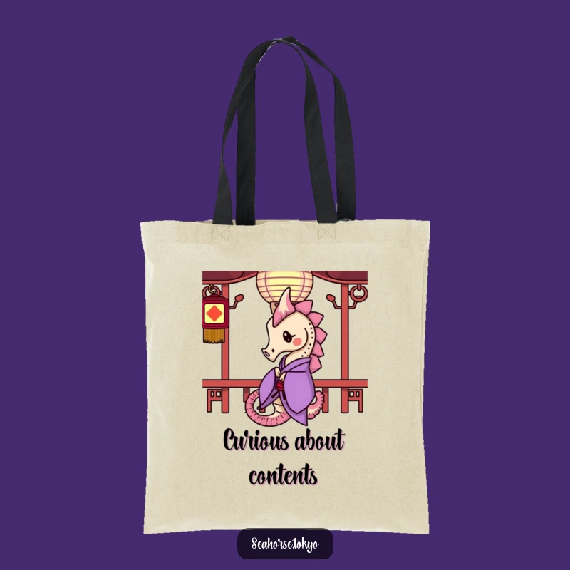 Funny Purple Kimono Seahorse Tote Bag: Carry Your Curiosity