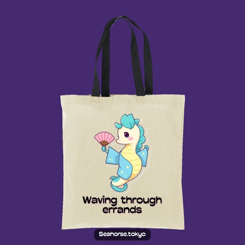 Funny Blue Kimono Seahorse Tote Bag: Carry Fun Everywhere